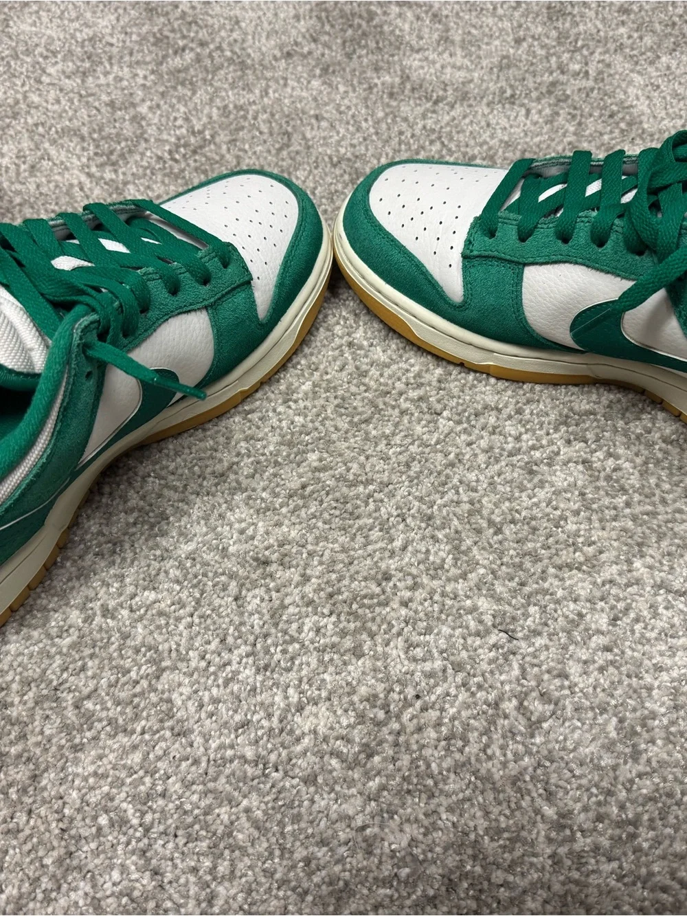 Nike Men’s Green & White Low-Top Sneakers - Suede Accent